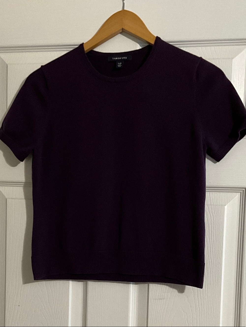 Lands' End Short Sleeve Crewneck Top in Plum